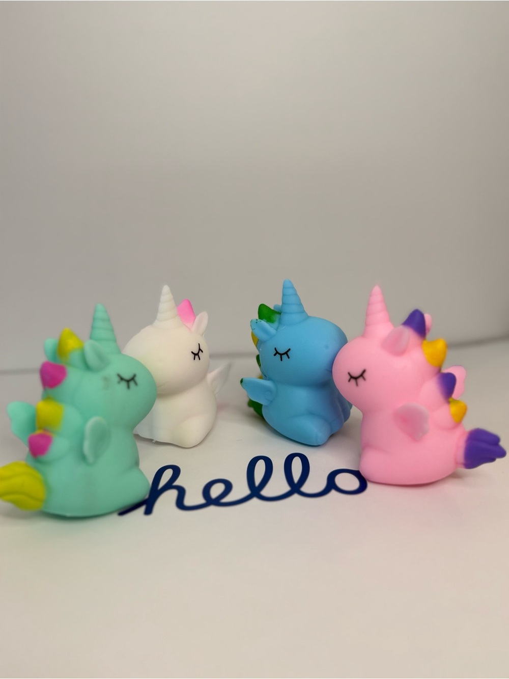 Set of Four Unicorn Squishies Toys - Mint, White, Blue, Pink. New! - Picture 6 of 7